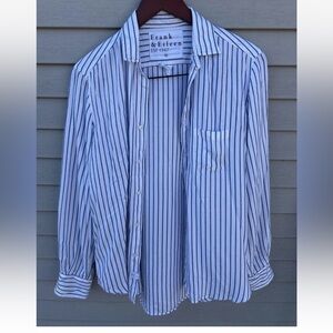 Frank & Eileen Shirt Womens XS Blue White Long striped Sleeve Button Up Eileen